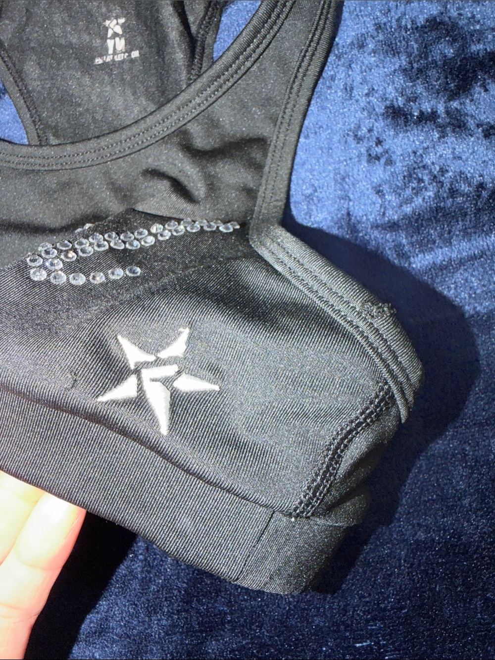 Rebel Spirit Black Rhinestone 'Rebel' Sports Bra - Picture 3 of 4
